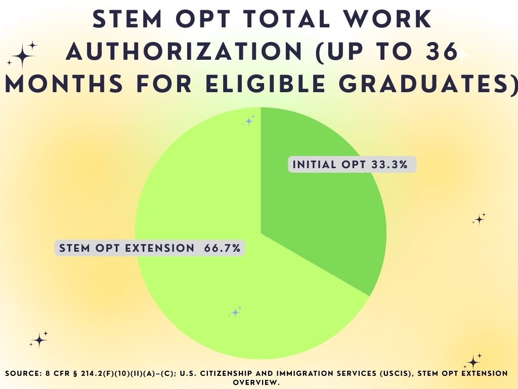 Pie chart demonstrating STEM work authorizations