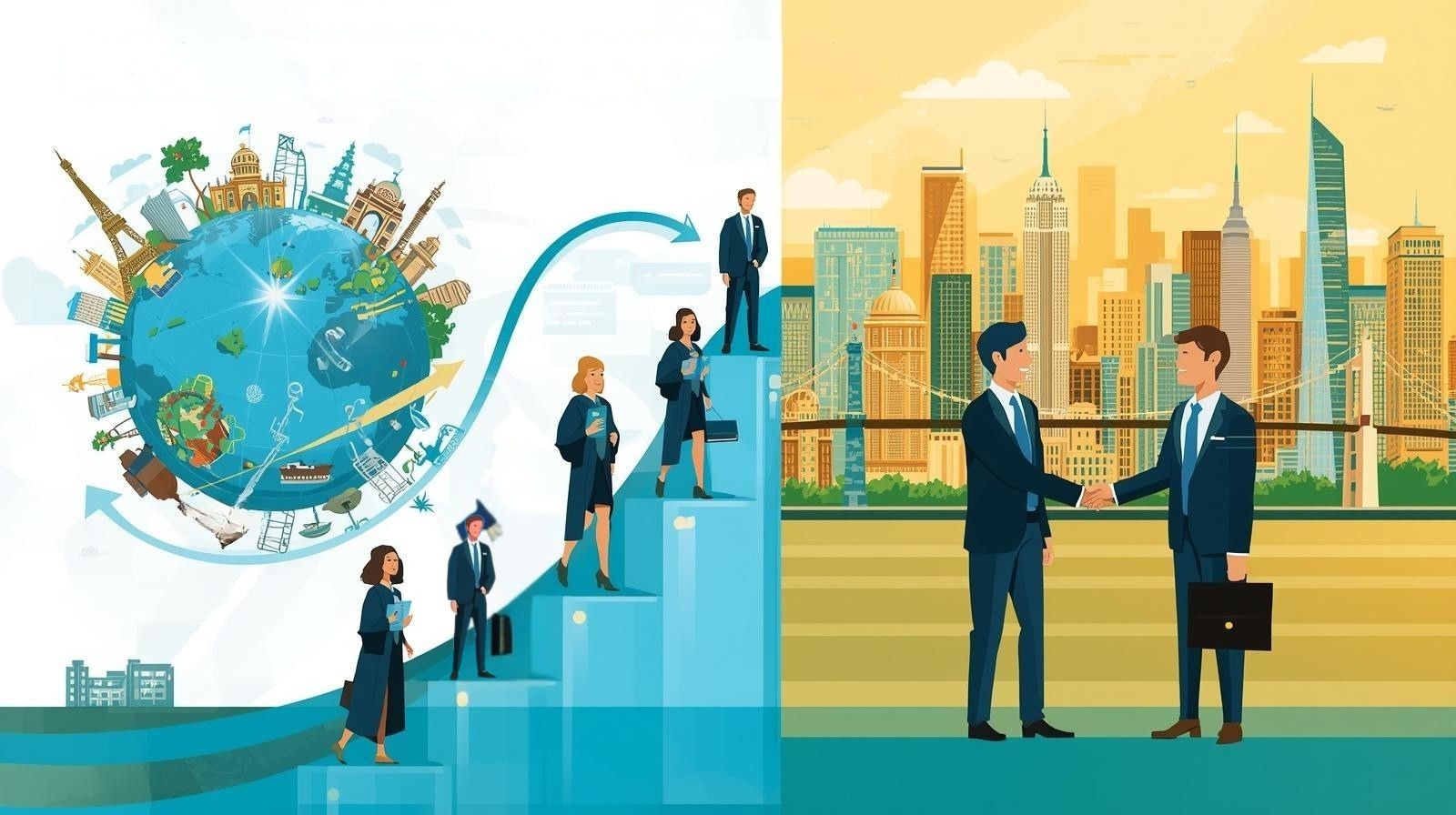 A detailed, top-down comic-style illustration of two professionals working at a large wooden communal desk in a bright, modern office. The desk is cluttered with laptops, tablets, open folders, and various analytical documents. One person is writing in a notebook while the other reviews a paper chart. The room is decorated with large indoor plants, and natural light streams in from a nearby window, creating a focused, collaborative atmosphere.