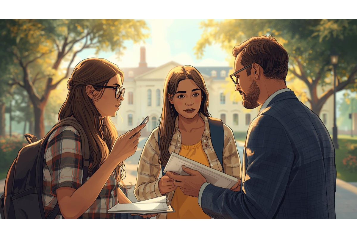 Illustration showing strategies universities use to improve international student engagement, including data analytics, campus collaboration, technology systems, mobile communication tools, and continuous student feedback loops working together across the institution.